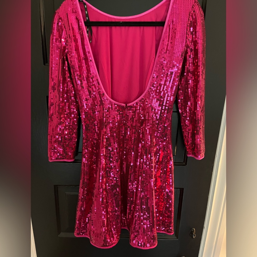 SHO pink sequin mini dress.